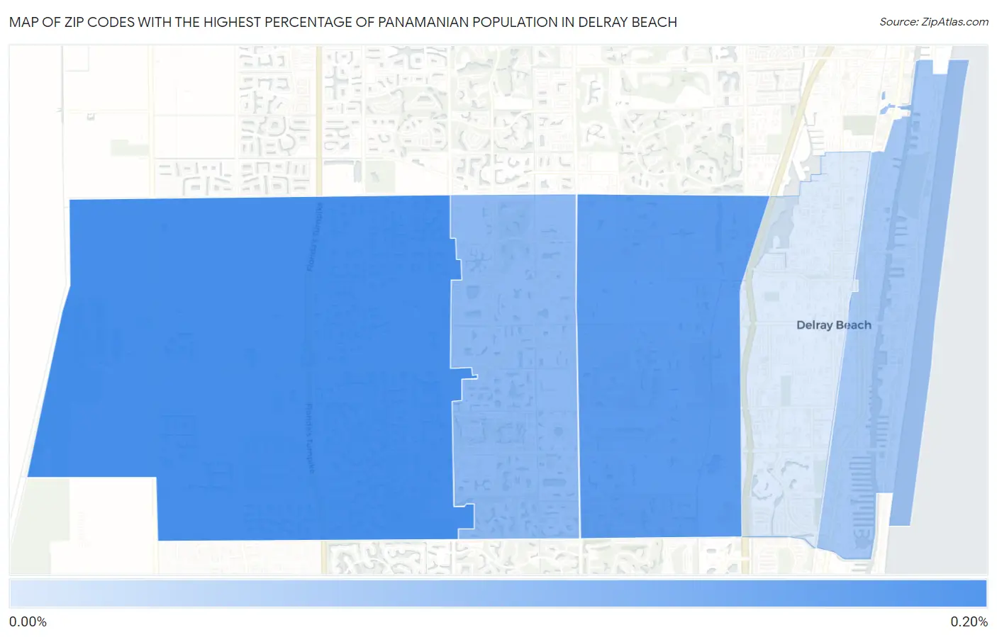 Zip Codes with the Highest Percentage of Panamanian Population in Delray Beach Map