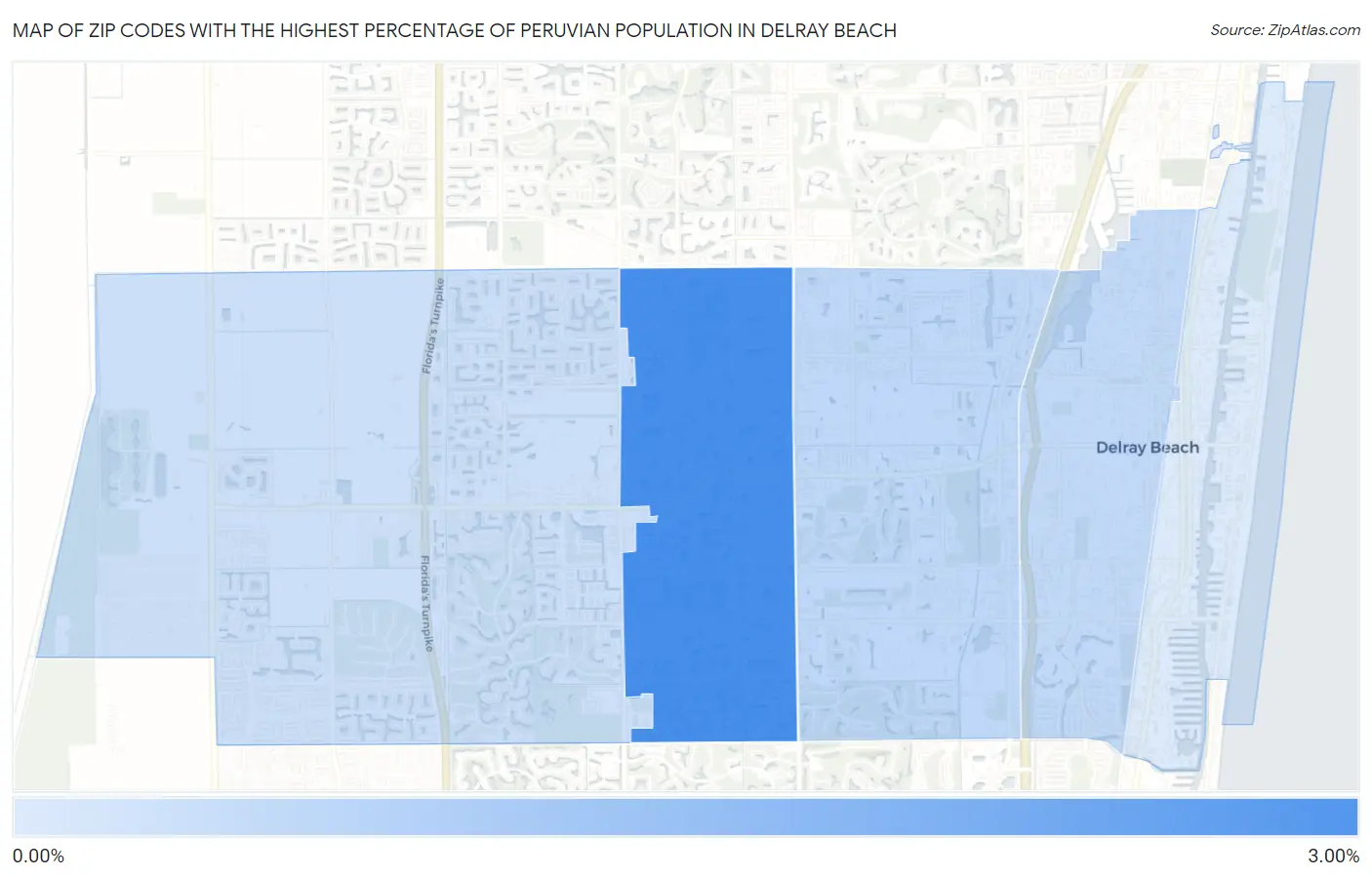 Zip Codes with the Highest Percentage of Peruvian Population in Delray Beach Map