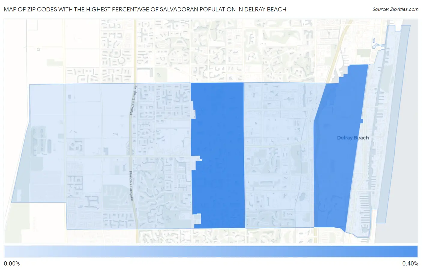 Zip Codes with the Highest Percentage of Salvadoran Population in Delray Beach Map