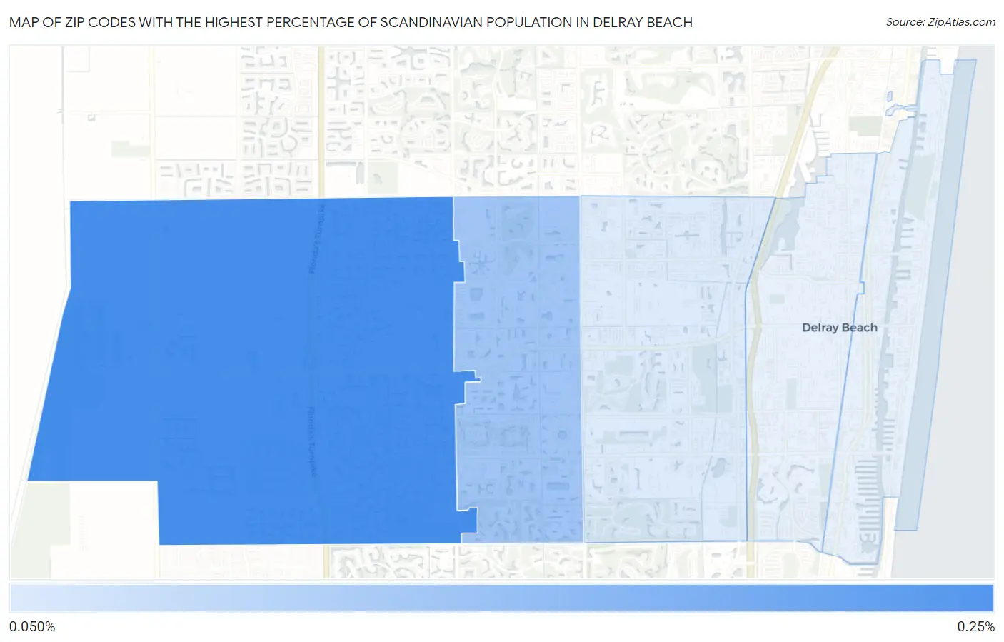 Zip Codes with the Highest Percentage of Scandinavian Population in Delray Beach Map
