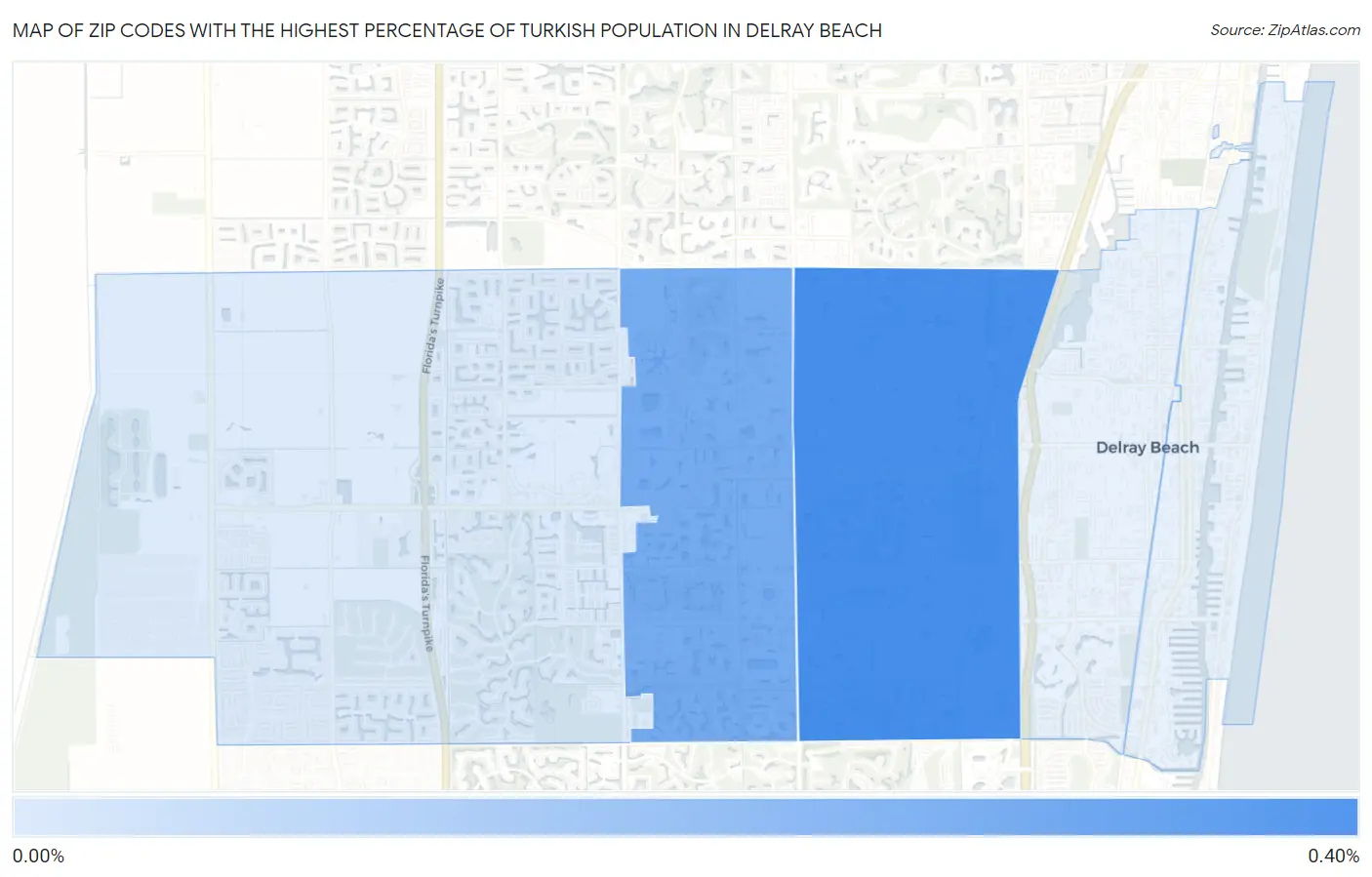 Zip Codes with the Highest Percentage of Turkish Population in Delray Beach Map