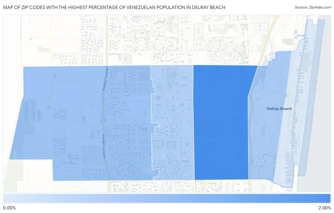 Zip Codes with the Highest Percentage of Venezuelan Population in Delray Beach Map