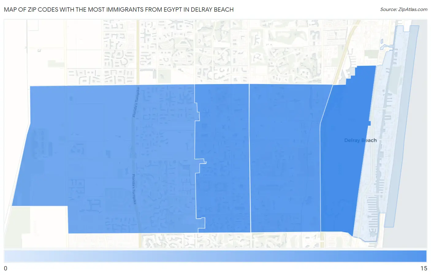 Zip Codes with the Most Immigrants from Egypt in Delray Beach Map