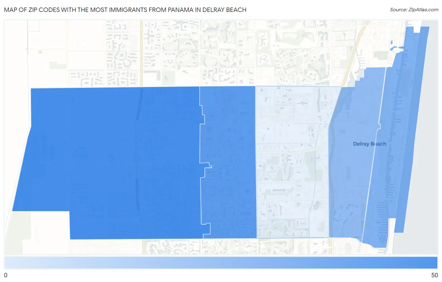 Zip Codes with the Most Immigrants from Panama in Delray Beach Map