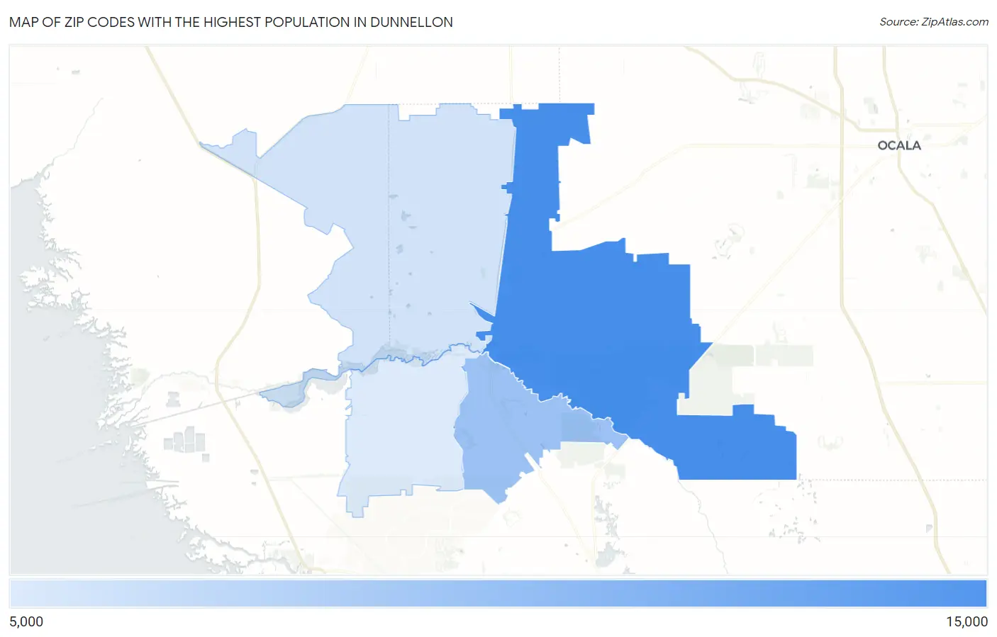 Zip Codes with the Highest Population in Dunnellon Map