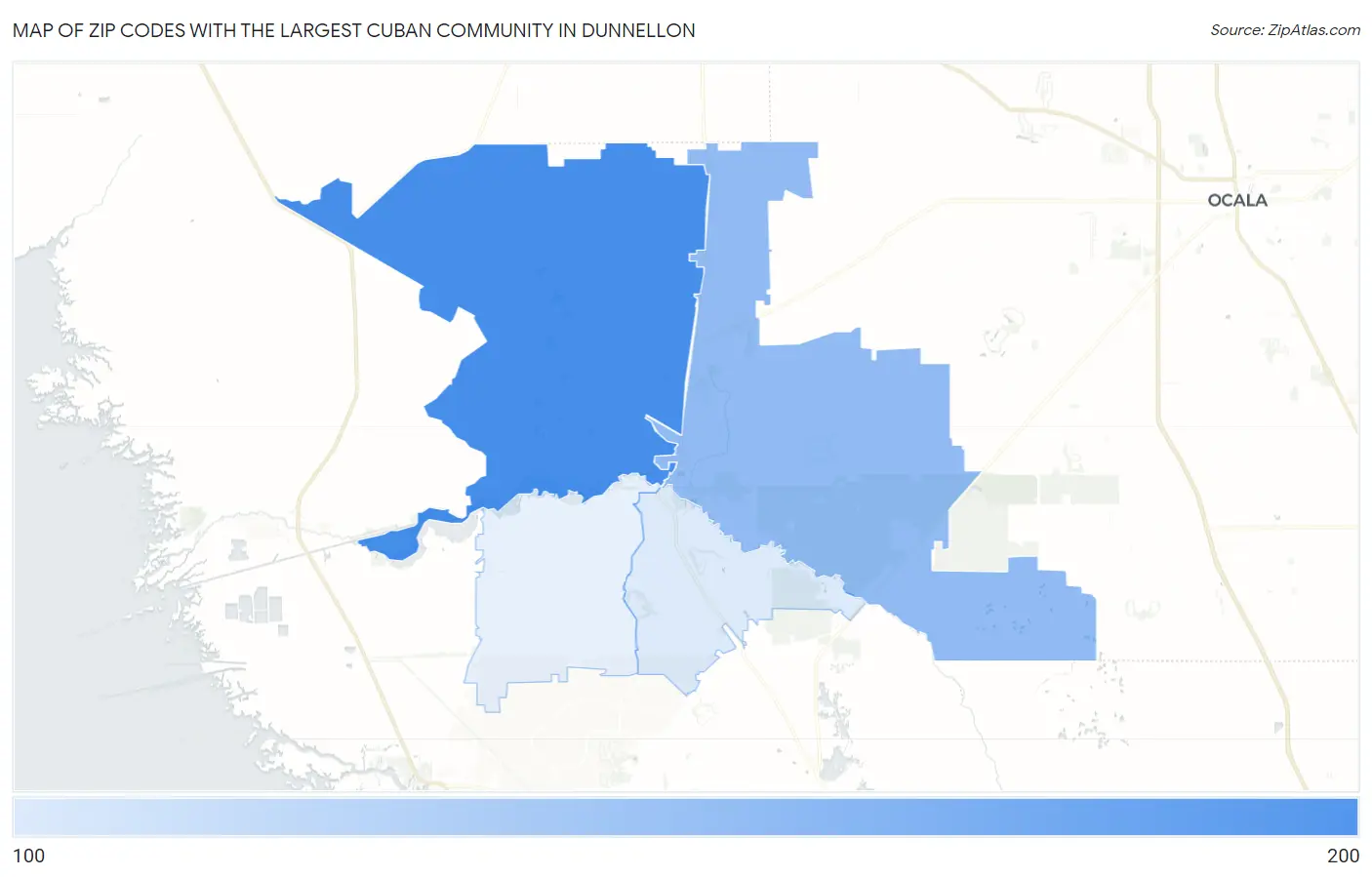 Zip Codes with the Largest Cuban Community in Dunnellon Map