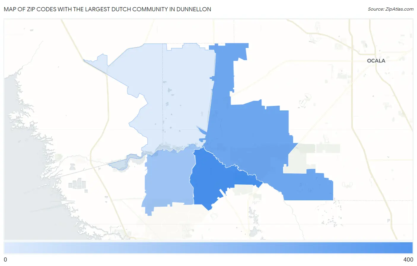 Zip Codes with the Largest Dutch Community in Dunnellon Map