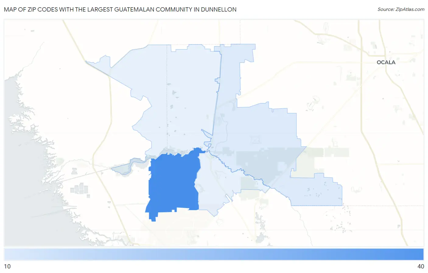 Zip Codes with the Largest Guatemalan Community in Dunnellon Map