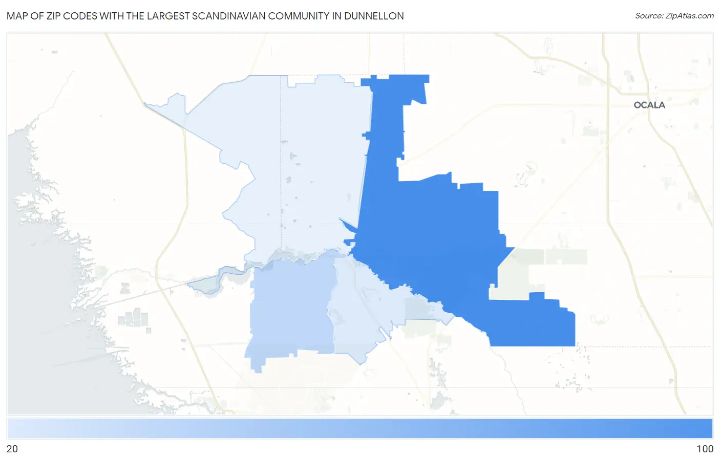 Zip Codes with the Largest Scandinavian Community in Dunnellon Map