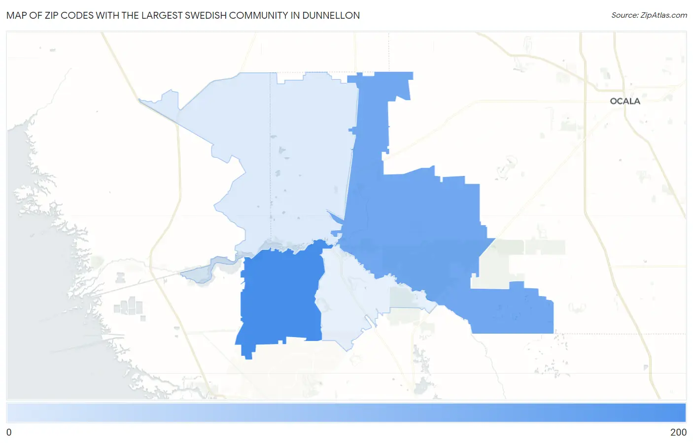 Zip Codes with the Largest Swedish Community in Dunnellon Map