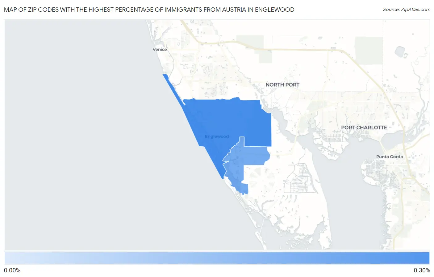 Zip Codes with the Highest Percentage of Immigrants from Austria in Englewood Map