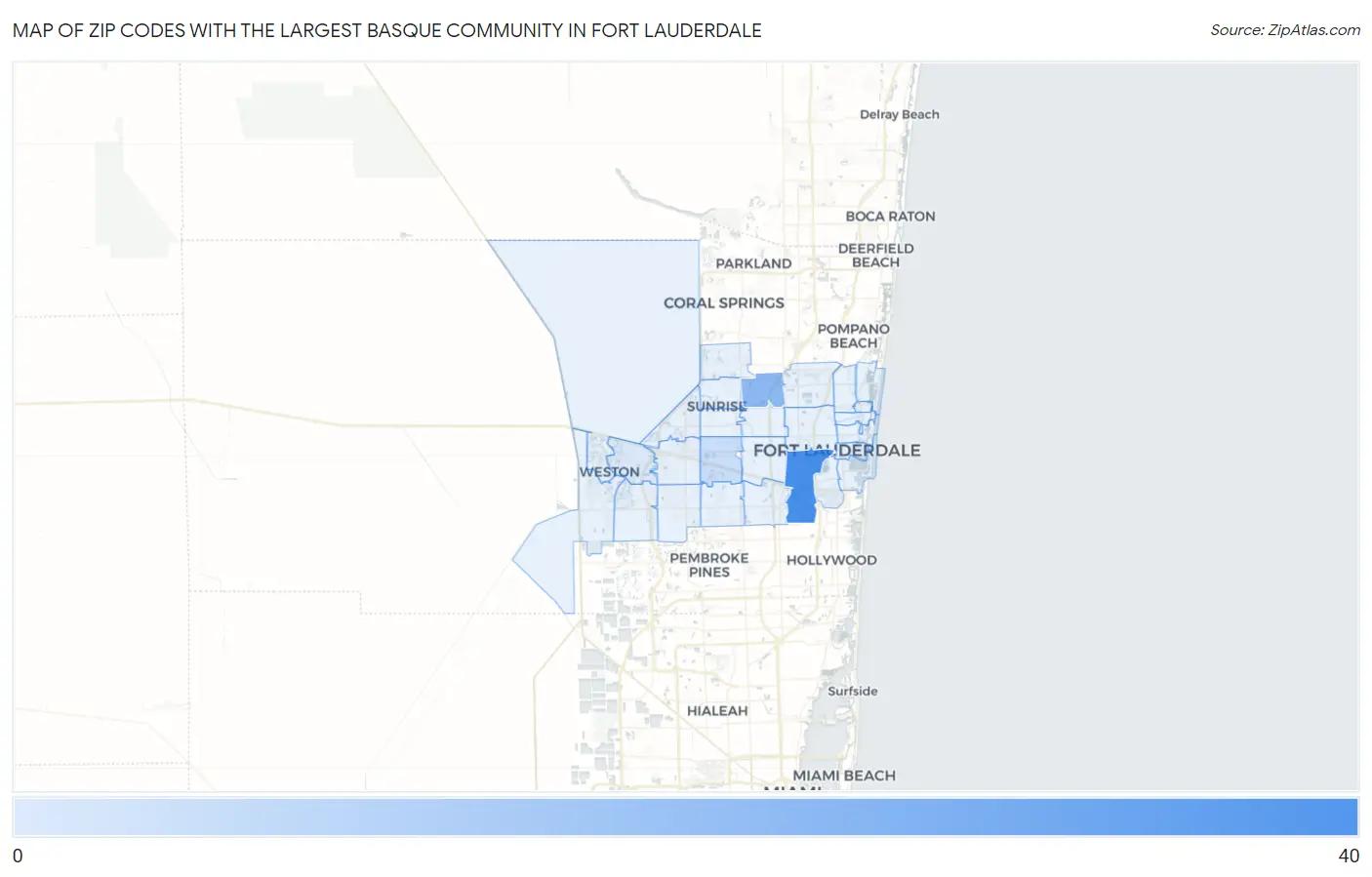 Zip Codes with the Largest Basque Community in Fort Lauderdale Map