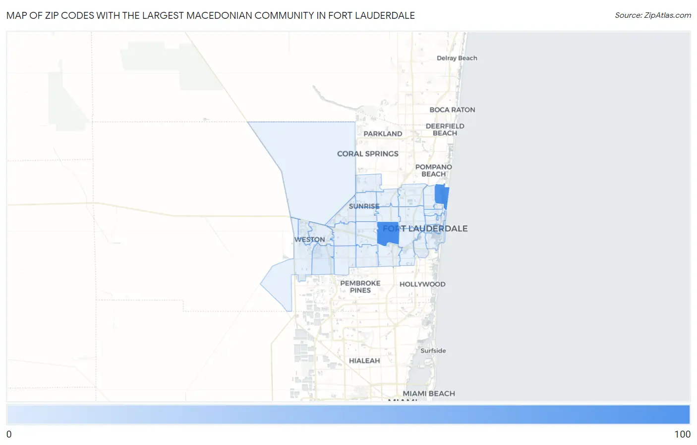Zip Codes with the Largest Macedonian Community in Fort Lauderdale Map