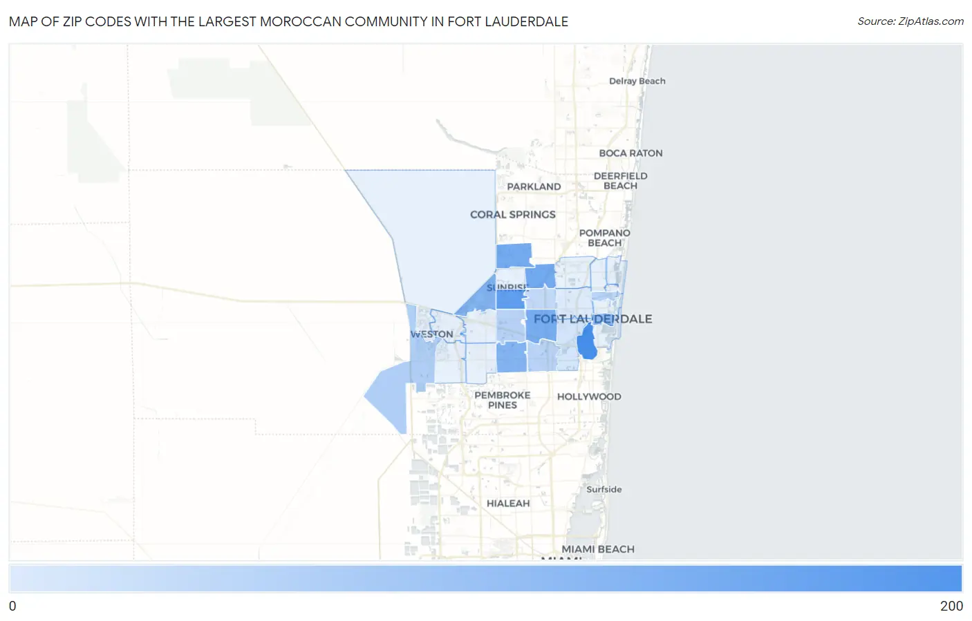 Zip Codes with the Largest Moroccan Community in Fort Lauderdale Map