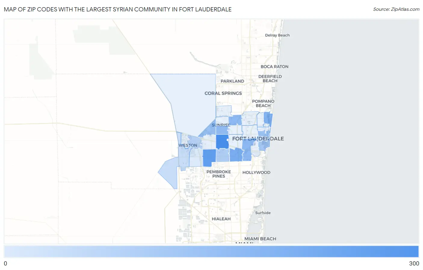 Zip Codes with the Largest Syrian Community in Fort Lauderdale Map