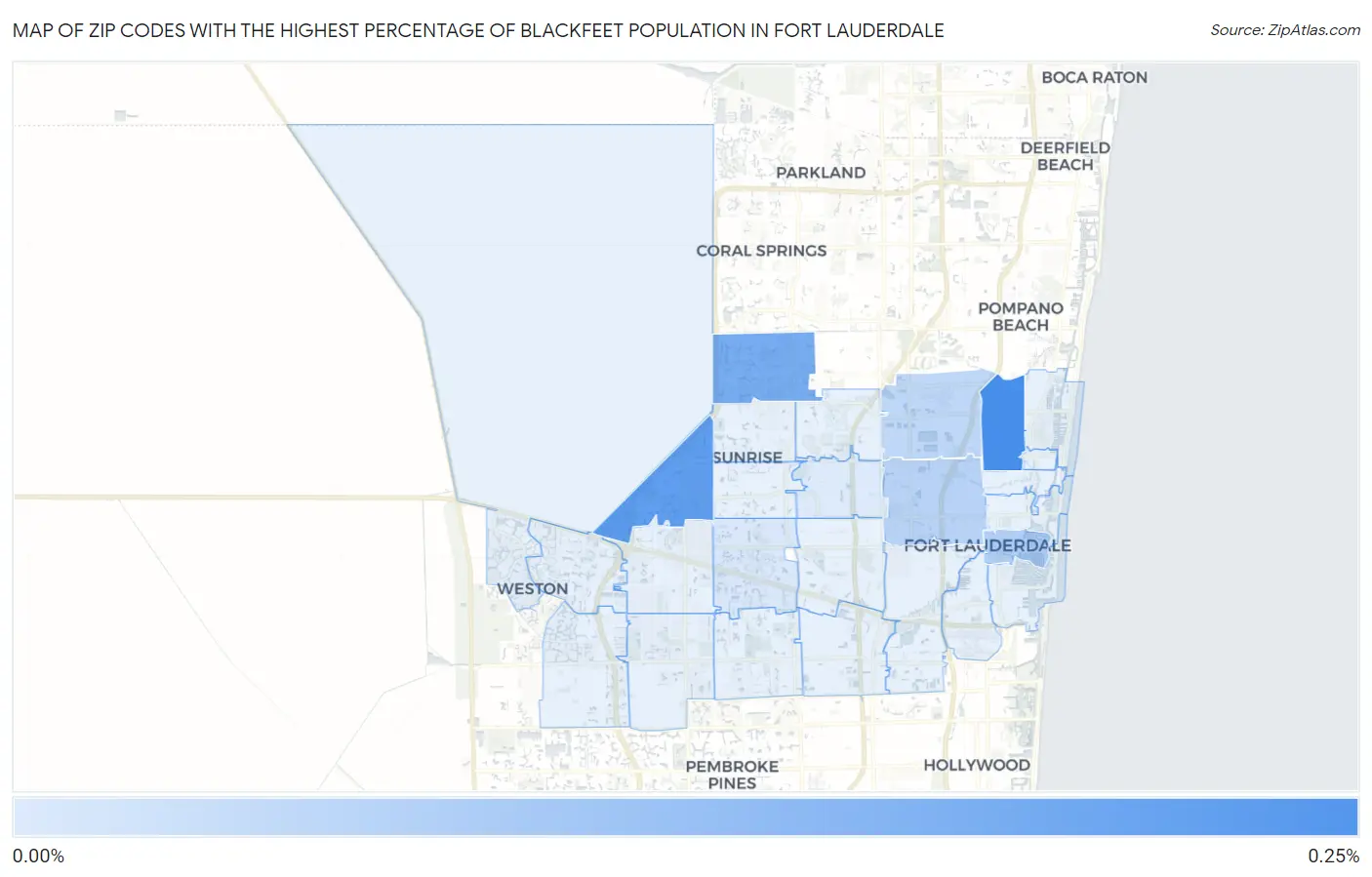 Zip Codes with the Highest Percentage of Blackfeet Population in Fort Lauderdale Map