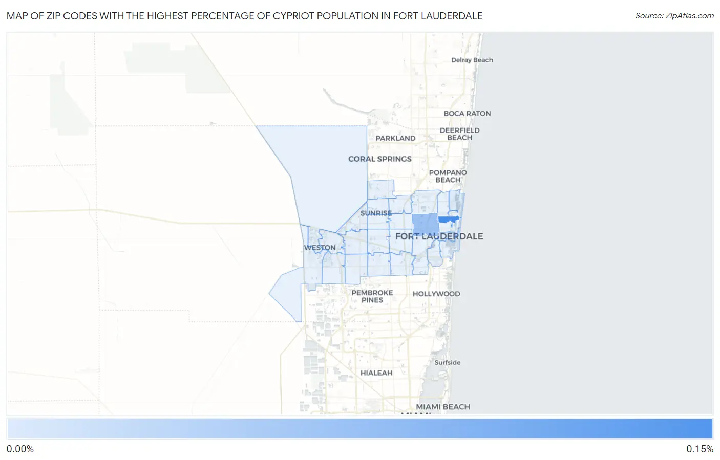 Zip Codes with the Highest Percentage of Cypriot Population in Fort Lauderdale Map