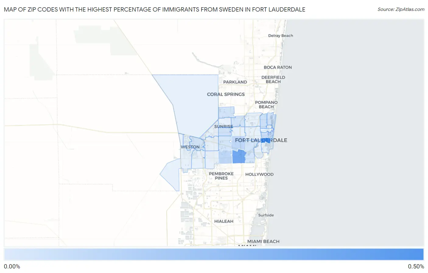 Zip Codes with the Highest Percentage of Immigrants from Sweden in Fort Lauderdale Map