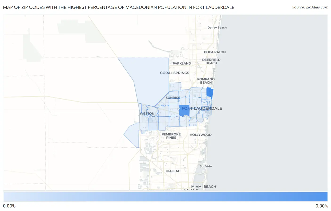 Zip Codes with the Highest Percentage of Macedonian Population in Fort Lauderdale Map