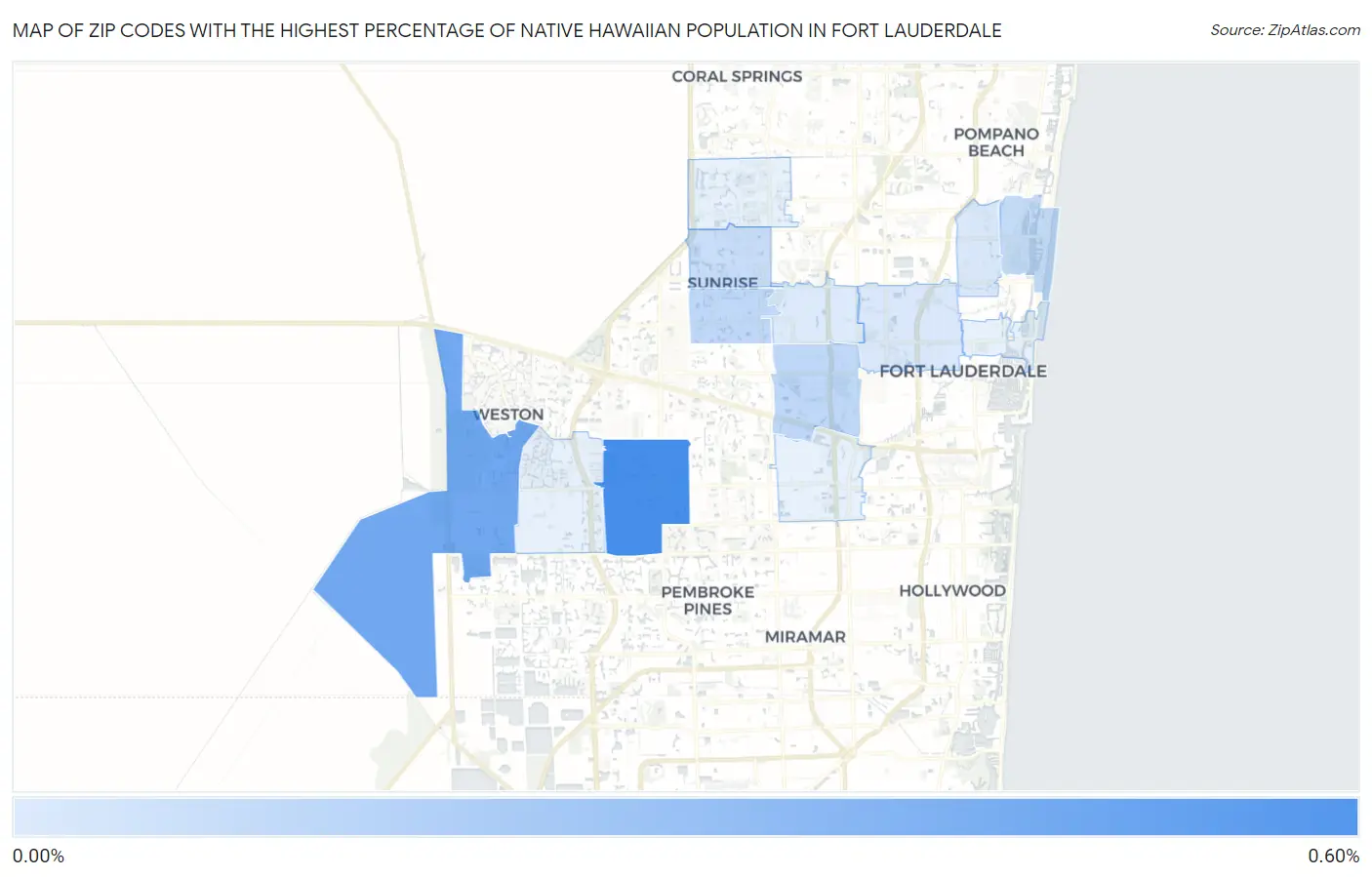 Zip Codes with the Highest Percentage of Native Hawaiian Population in Fort Lauderdale Map