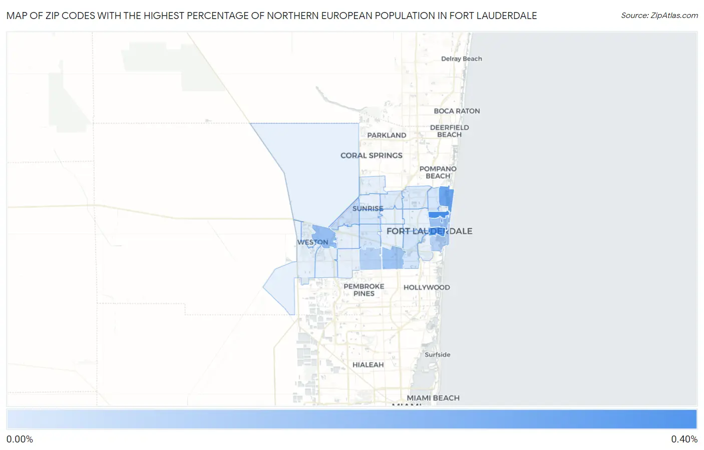Zip Codes with the Highest Percentage of Northern European Population in Fort Lauderdale Map
