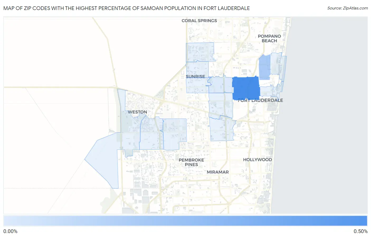Zip Codes with the Highest Percentage of Samoan Population in Fort Lauderdale Map