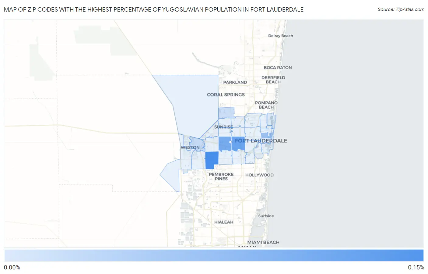 Zip Codes with the Highest Percentage of Yugoslavian Population in Fort Lauderdale Map