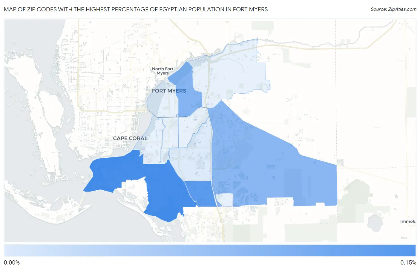 Zip Codes with the Highest Percentage of Egyptian Population in Fort Myers Map