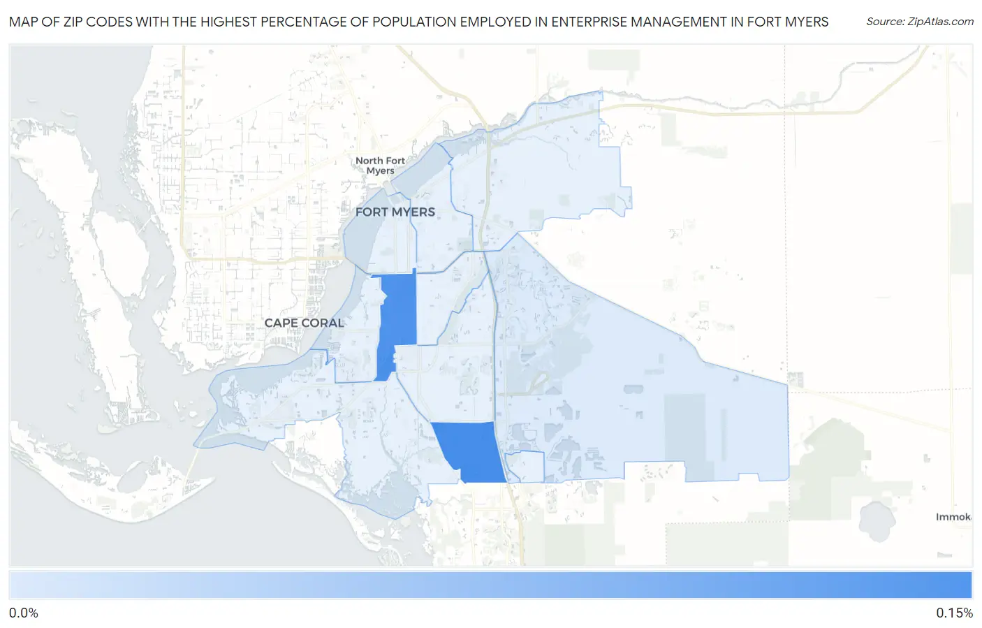 Zip Codes with the Highest Percentage of Population Employed in Enterprise Management in Fort Myers Map