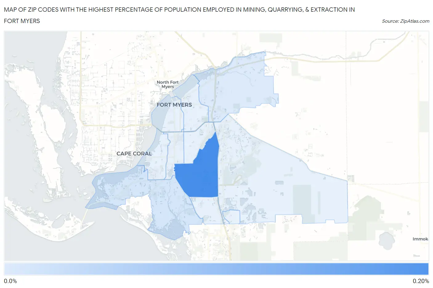 Zip Codes with the Highest Percentage of Population Employed in Mining, Quarrying, & Extraction in Fort Myers Map