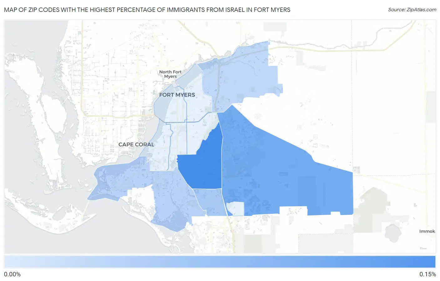 Zip Codes with the Highest Percentage of Immigrants from Israel in Fort Myers Map