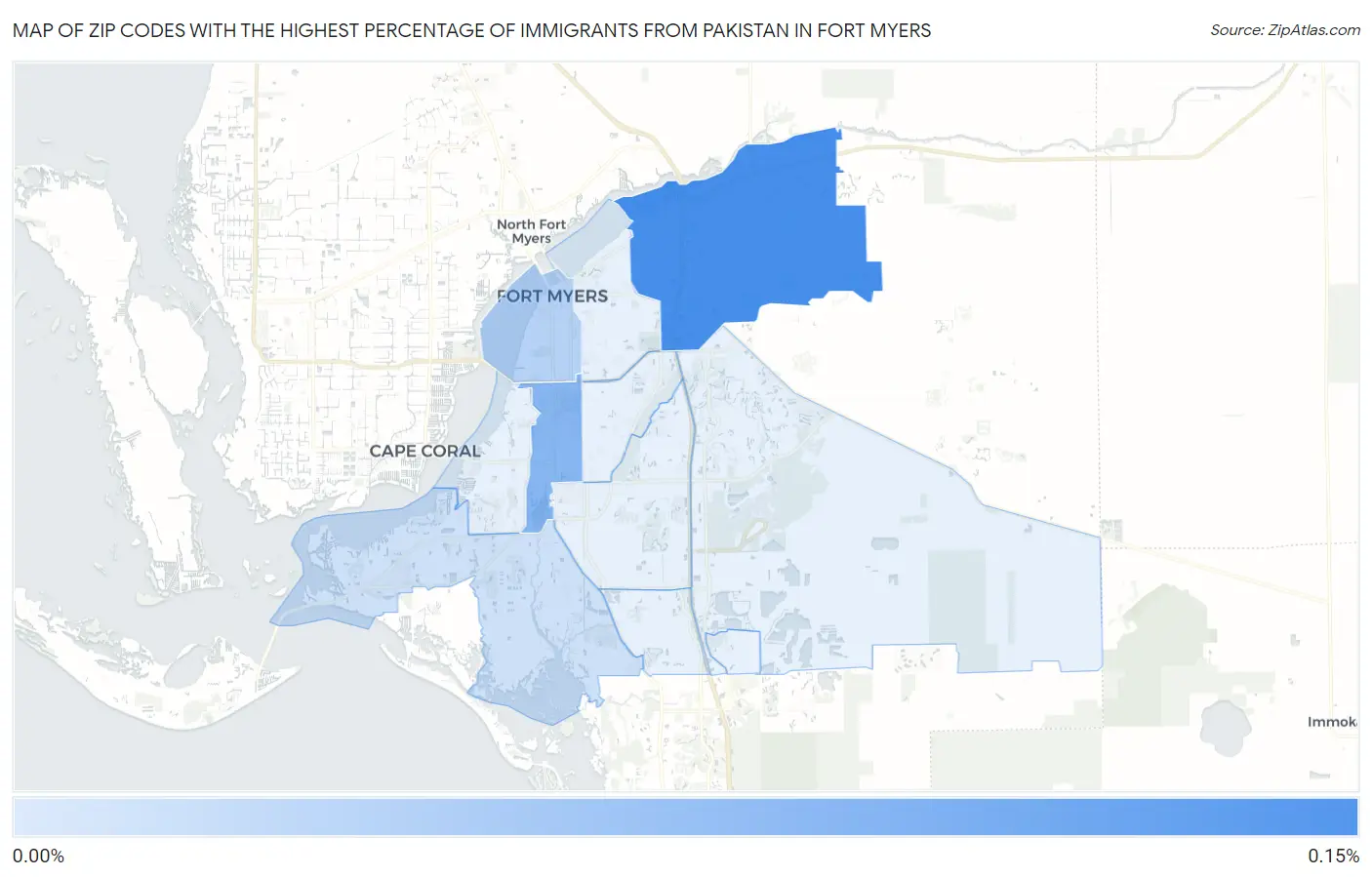 Zip Codes with the Highest Percentage of Immigrants from Pakistan in Fort Myers Map