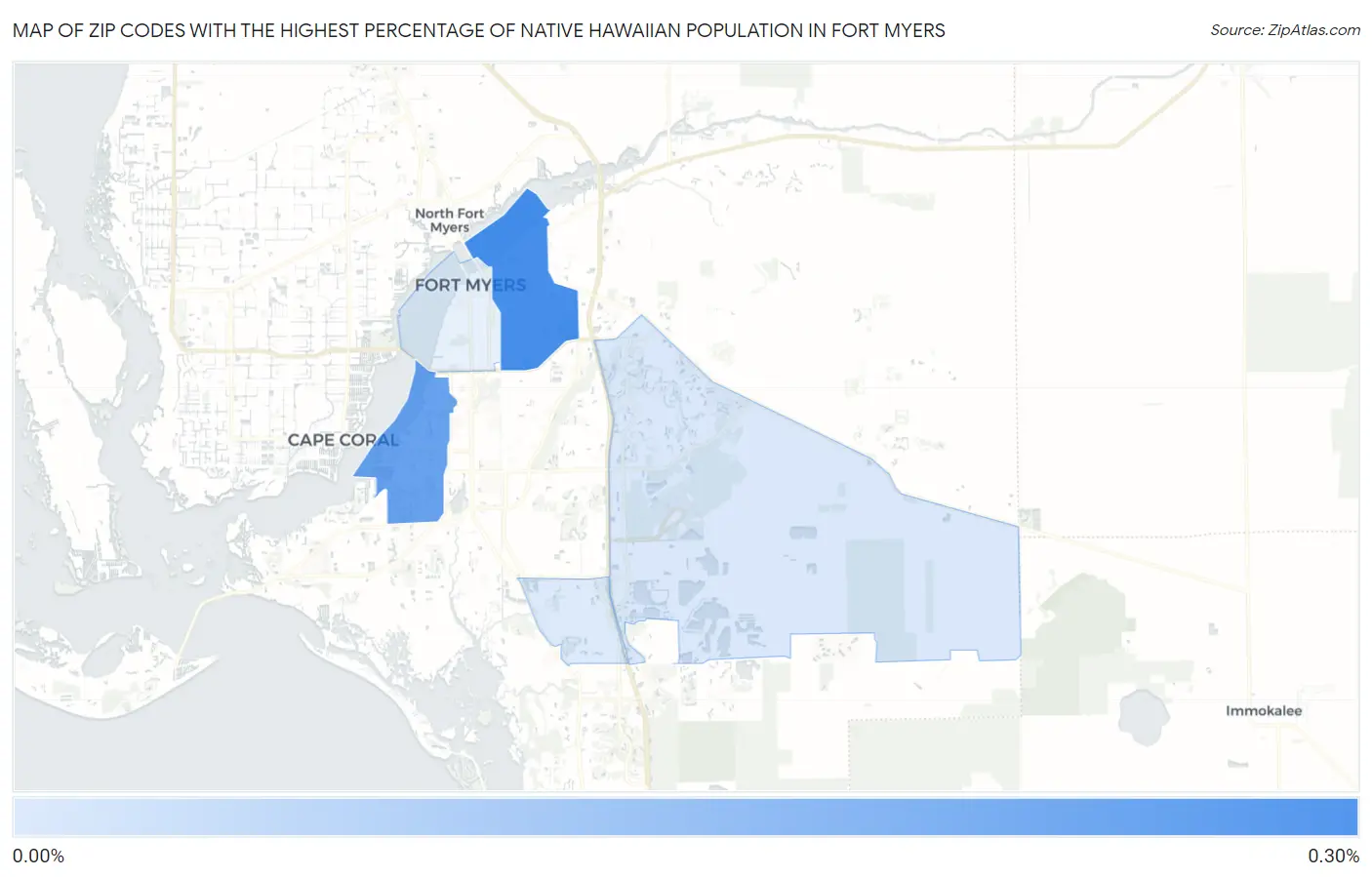 Zip Codes with the Highest Percentage of Native Hawaiian Population in Fort Myers Map