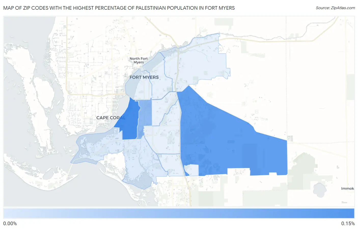 Zip Codes with the Highest Percentage of Palestinian Population in Fort Myers Map
