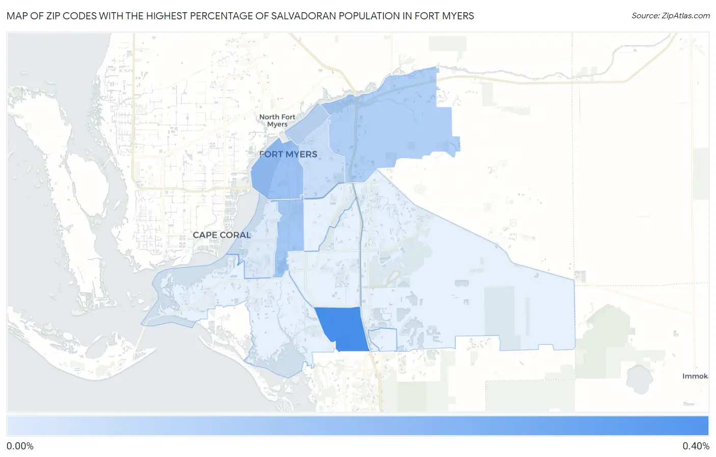 Zip Codes with the Highest Percentage of Salvadoran Population in Fort Myers Map