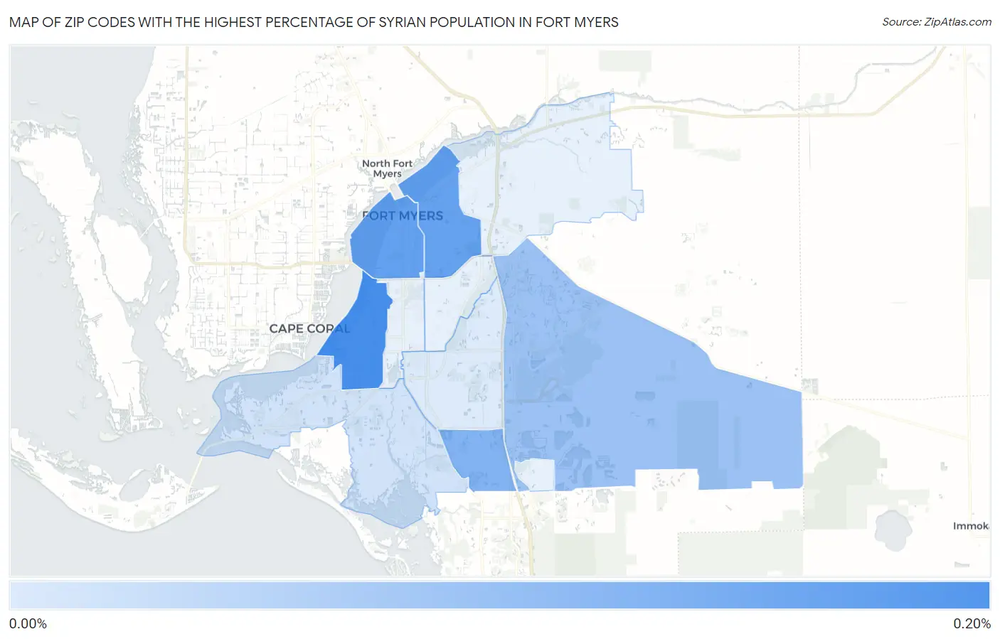 Zip Codes with the Highest Percentage of Syrian Population in Fort Myers Map