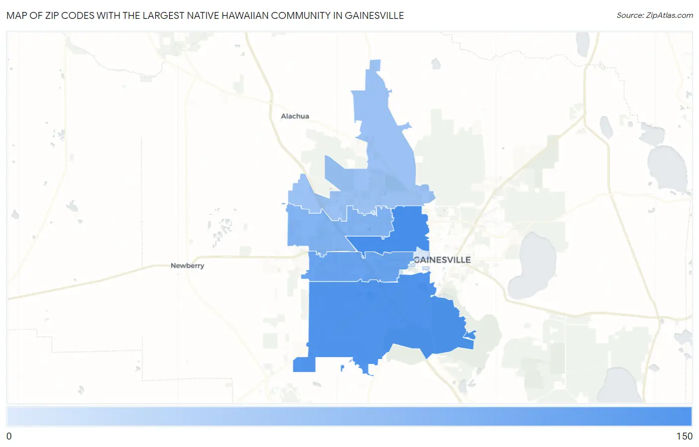 Zip Codes with the Largest Native Hawaiian Community in Gainesville Map