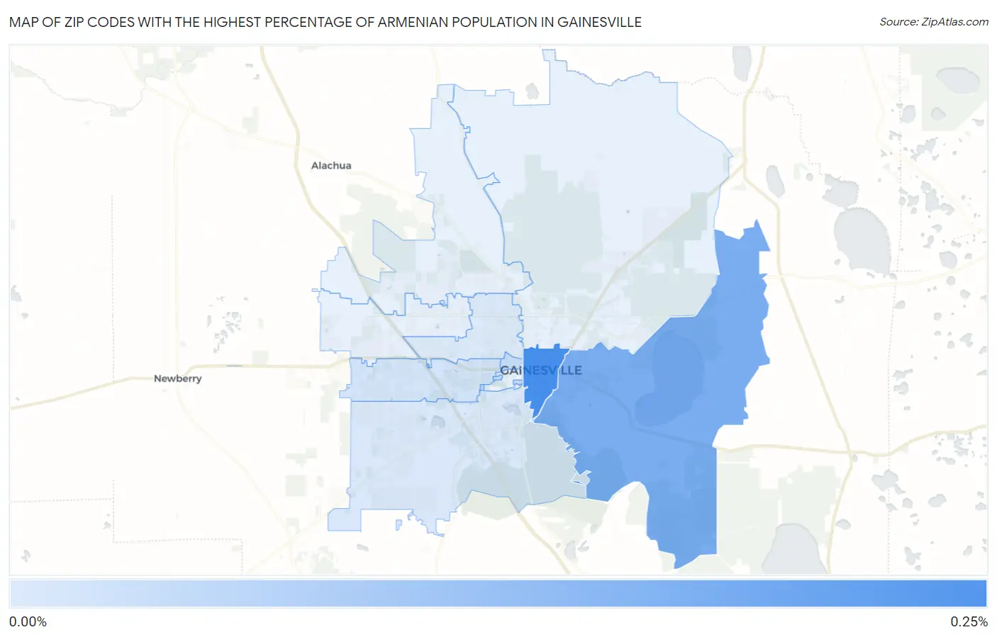 Zip Codes with the Highest Percentage of Armenian Population in Gainesville Map