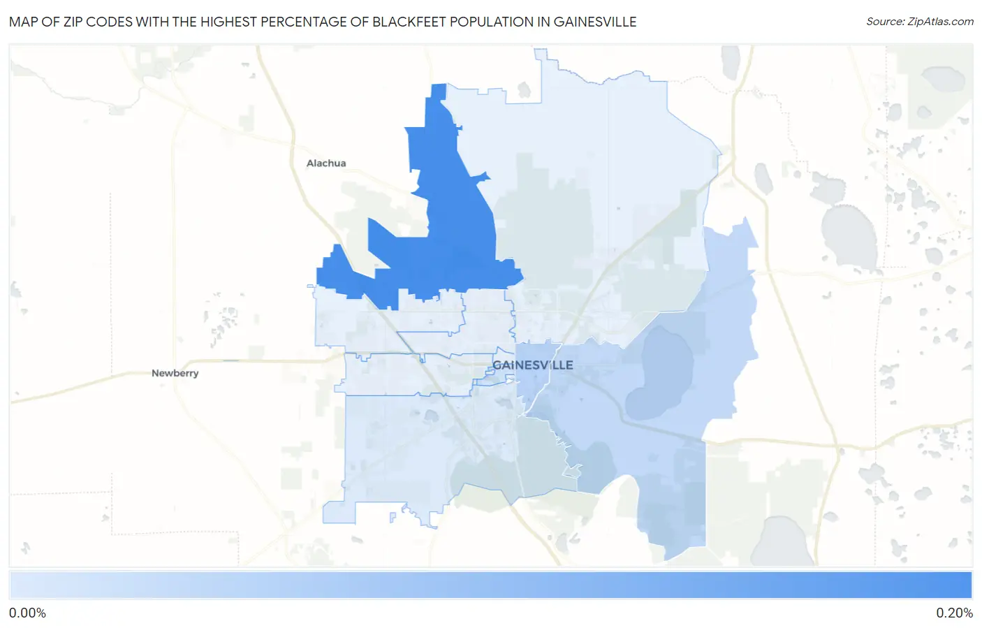Zip Codes with the Highest Percentage of Blackfeet Population in Gainesville Map