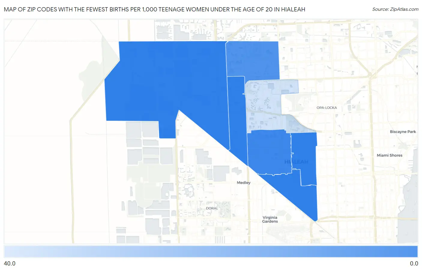 Zip Codes with the Fewest Births per 1,000 Teenage Women Under the Age of 20 in Hialeah Map