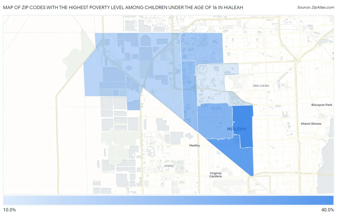 Zip Codes with the Highest Poverty Level Among Children Under the Age of 16 in Hialeah Map