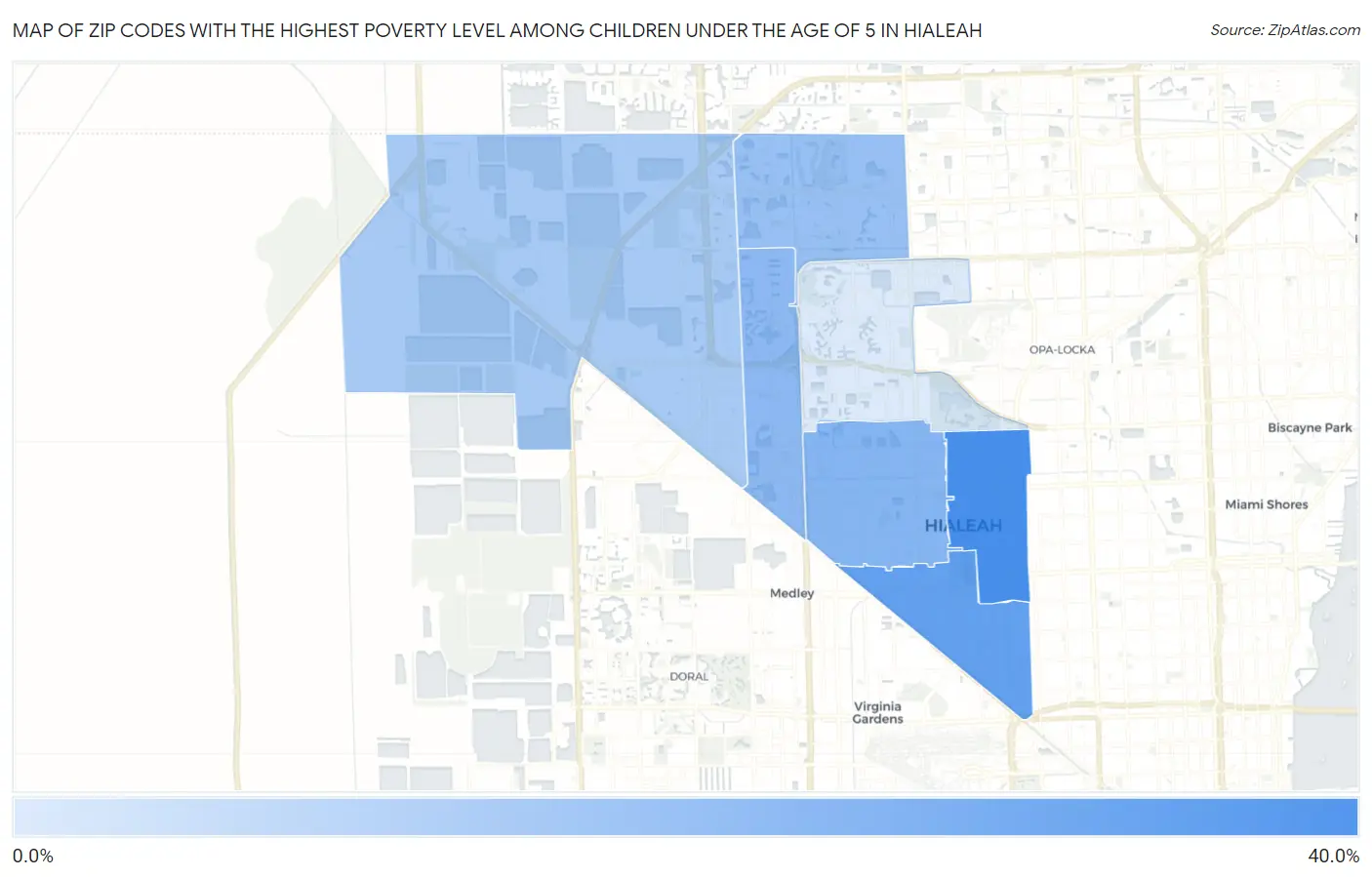 Zip Codes with the Highest Poverty Level Among Children Under the Age of 5 in Hialeah Map