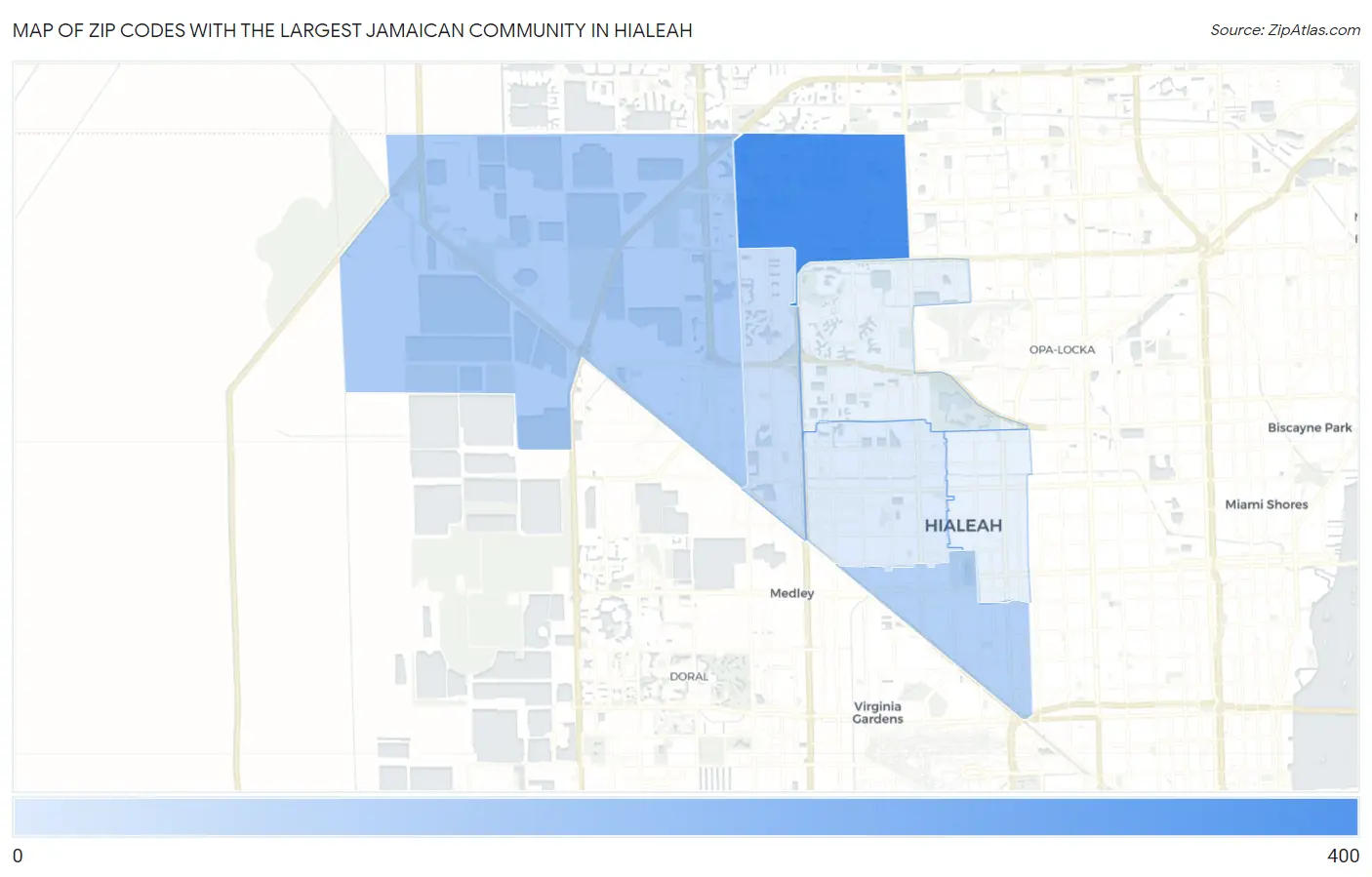 Zip Codes with the Largest Jamaican Community in Hialeah Map