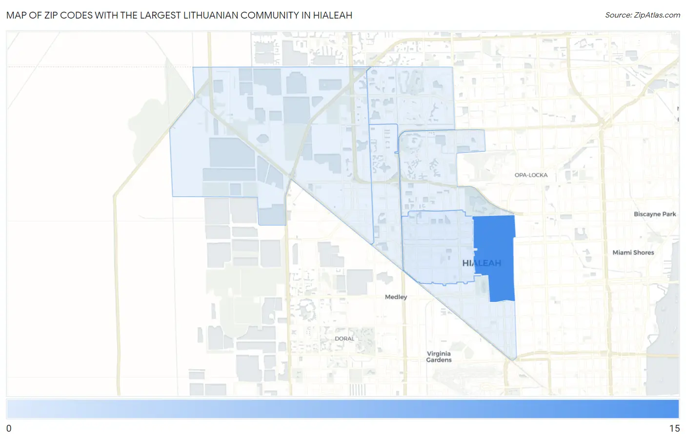 Zip Codes with the Largest Lithuanian Community in Hialeah Map