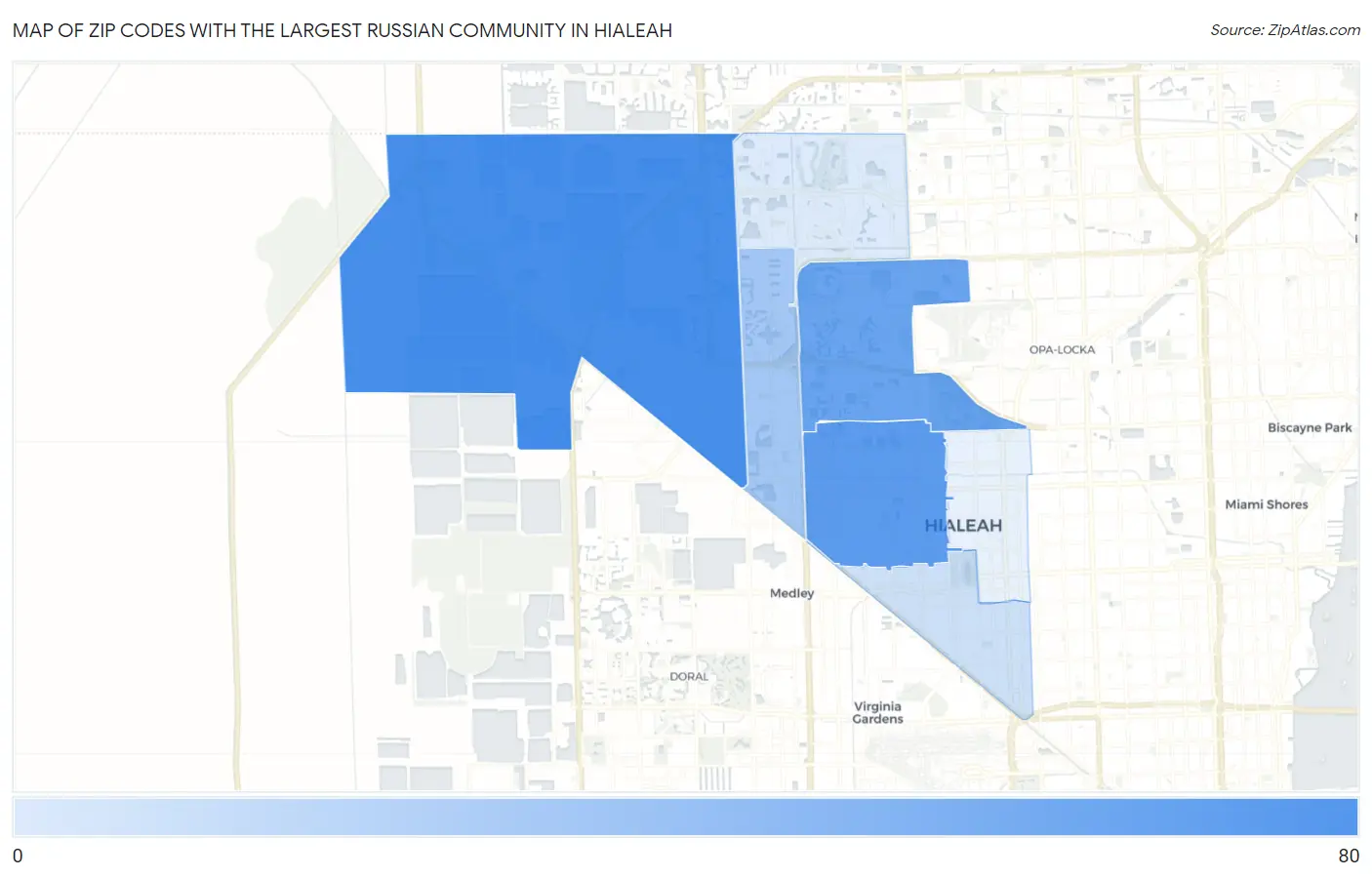 Zip Codes with the Largest Russian Community in Hialeah Map