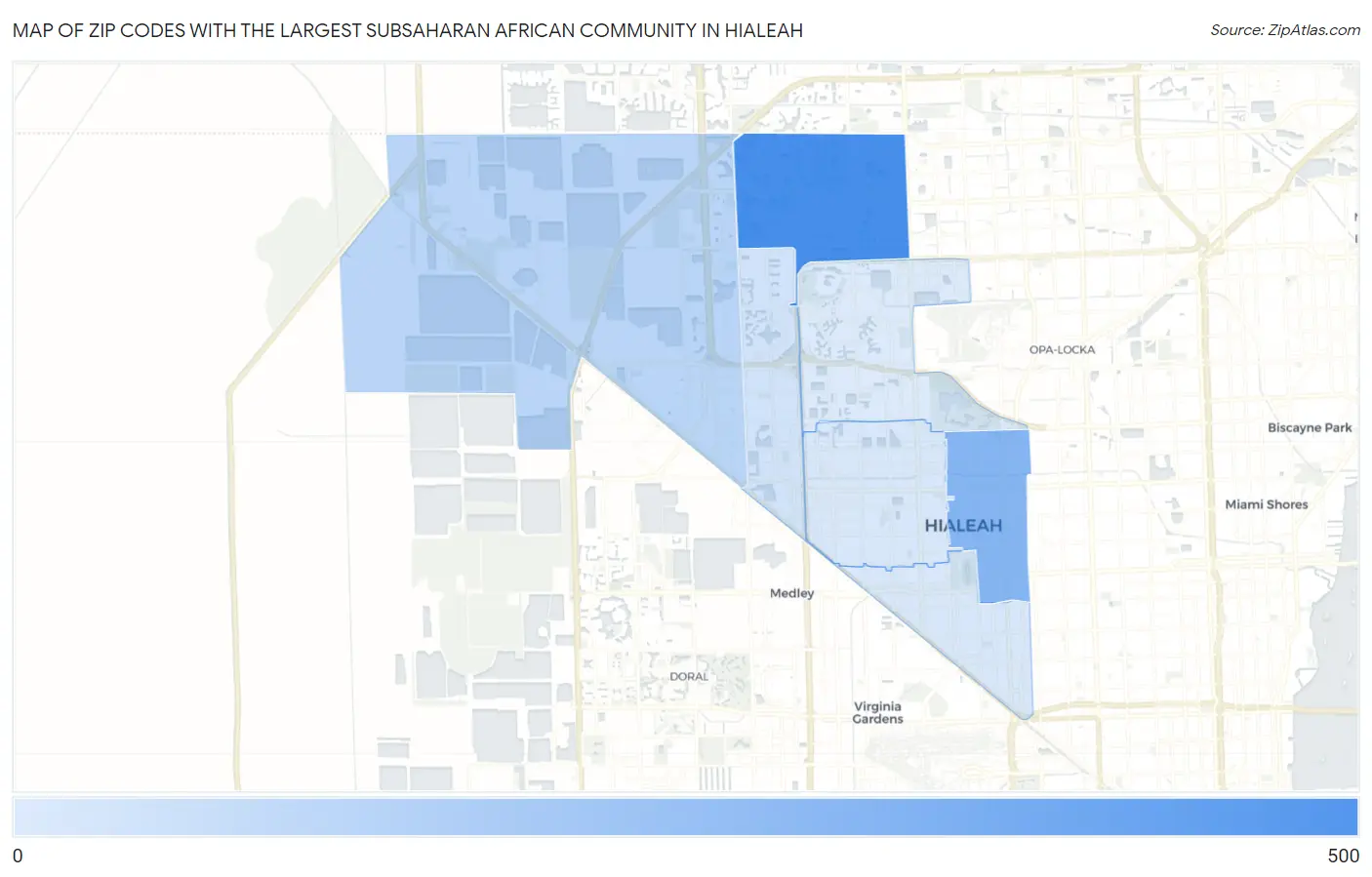 Zip Codes with the Largest Subsaharan African Community in Hialeah Map