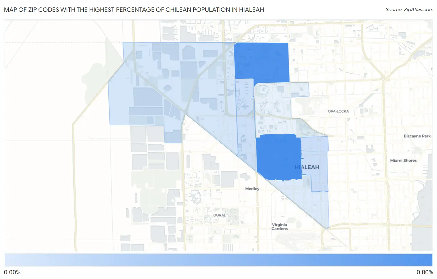 Zip Codes with the Highest Percentage of Chilean Population in Hialeah Map