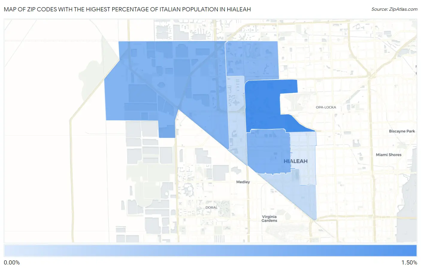 Zip Codes with the Highest Percentage of Italian Population in Hialeah Map