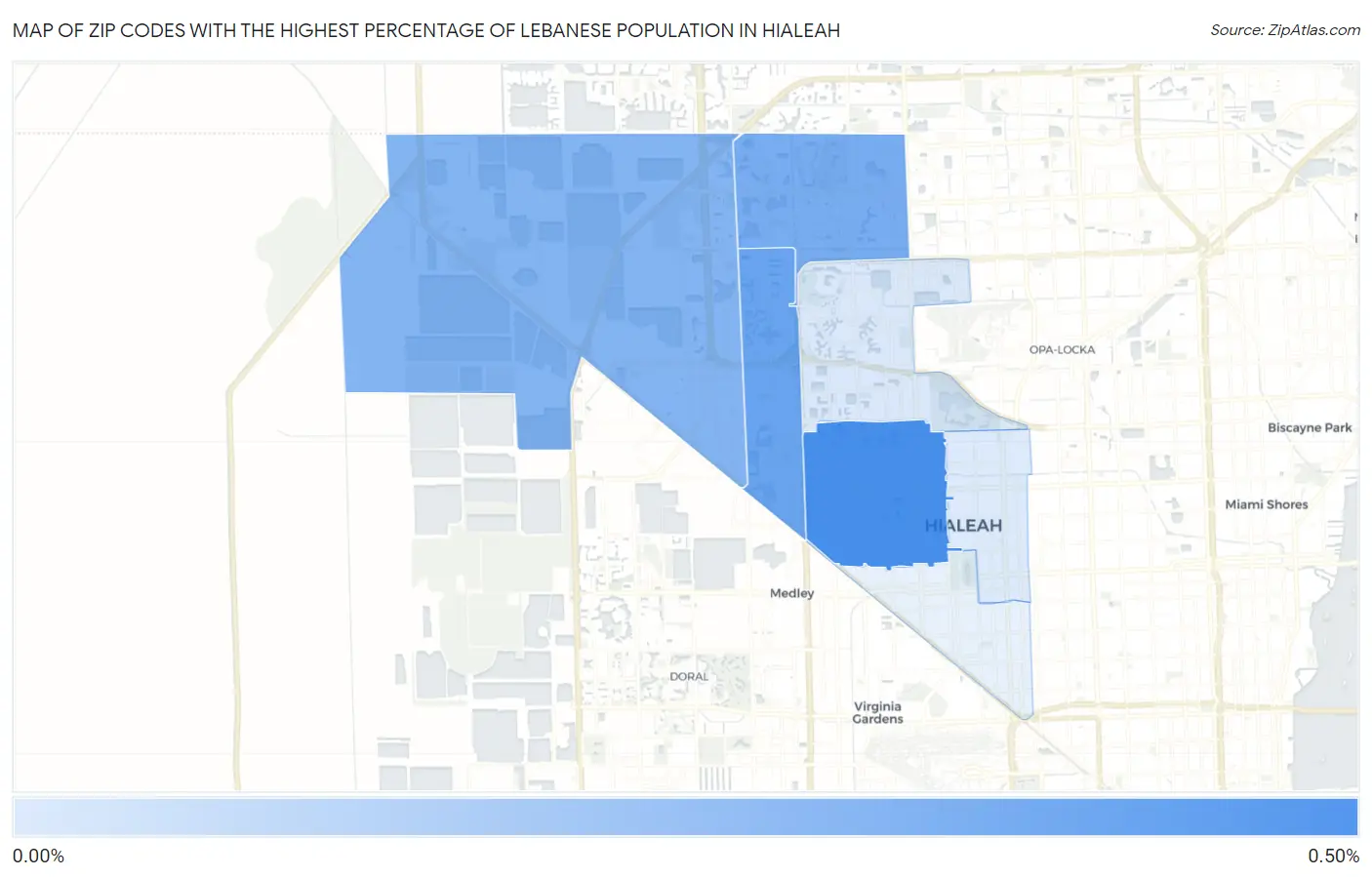 Zip Codes with the Highest Percentage of Lebanese Population in Hialeah Map