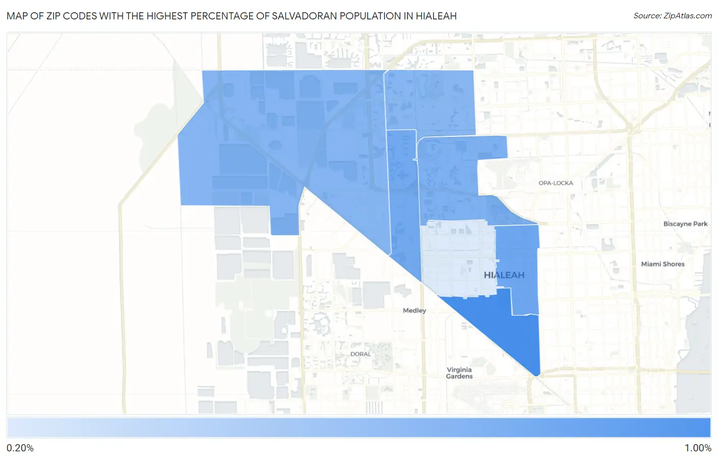 Zip Codes with the Highest Percentage of Salvadoran Population in Hialeah Map